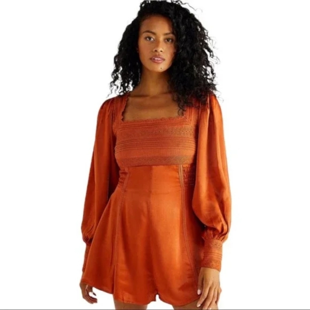 Free People Farrow Romper Gold Rust Size 6 MSRP: $148